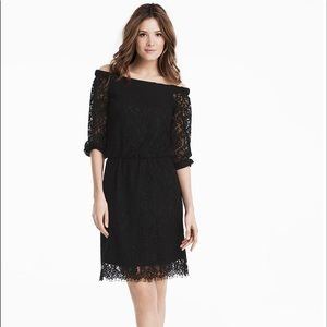 OFF-THE-SHOULDER BLACK LACE BOHO DRESS SIZE 6